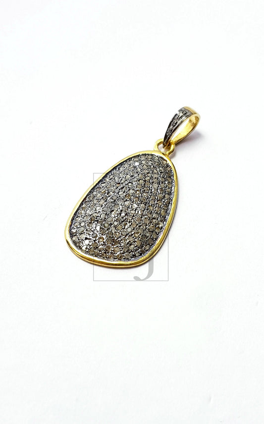 Antique Look Designer Rosecut Pave Diamond Pendant 925 Sterling Silver Handmade Finish Beautiful Diamond Pendant Jewelry