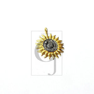 5pcs Sunburst Design Rosecut Pave Diamond Pendant 925 Sterling Silver Handmade Finish Diamond Pendant Jewelry