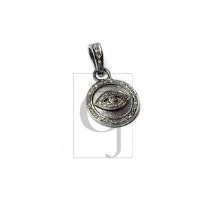 Evil eye designer Rosecut pave diamond pendant 925 sterling silver handmade finish diamond pendant jewelry