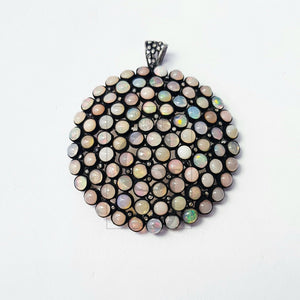 very beautiful opal designer Rosecut pave diamond pendant 925 sterling silver handmade finish diamond jewelry pendant