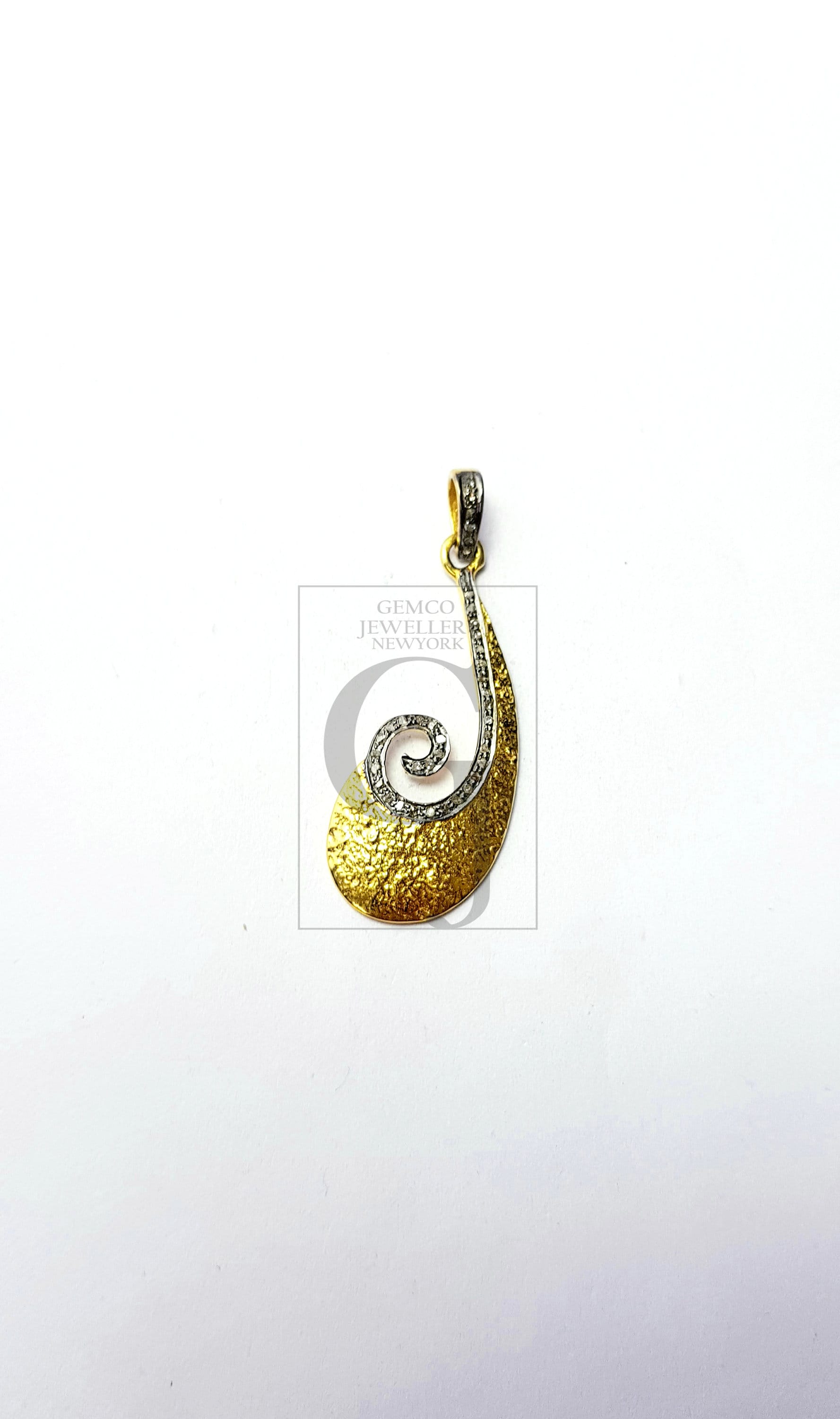 Very unique designer Rosecut pave diamond pendant 925 sterling silver handmade beautiful finish diamond jewelry pendant