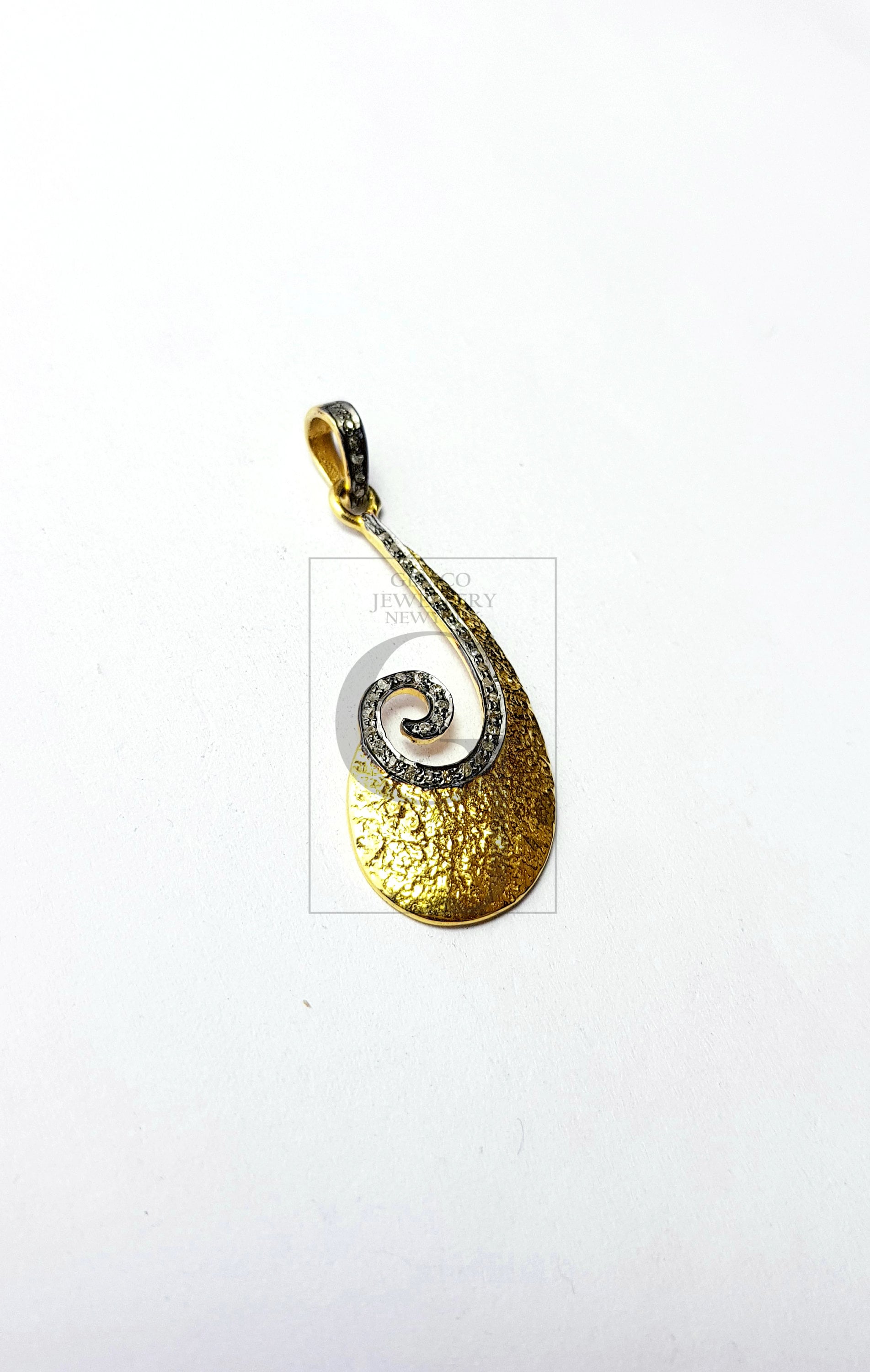 Very unique designer Rosecut pave diamond pendant 925 sterling silver handmade beautiful finish diamond jewelry pendant