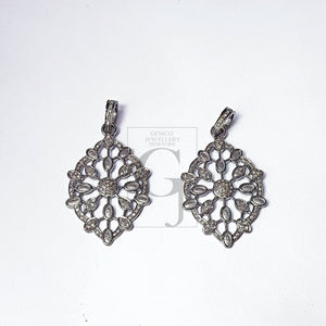 Pave diamond rosecut pendant 925 sterling silver pendant handmade diamond pendant beautiful new design diamond pendant