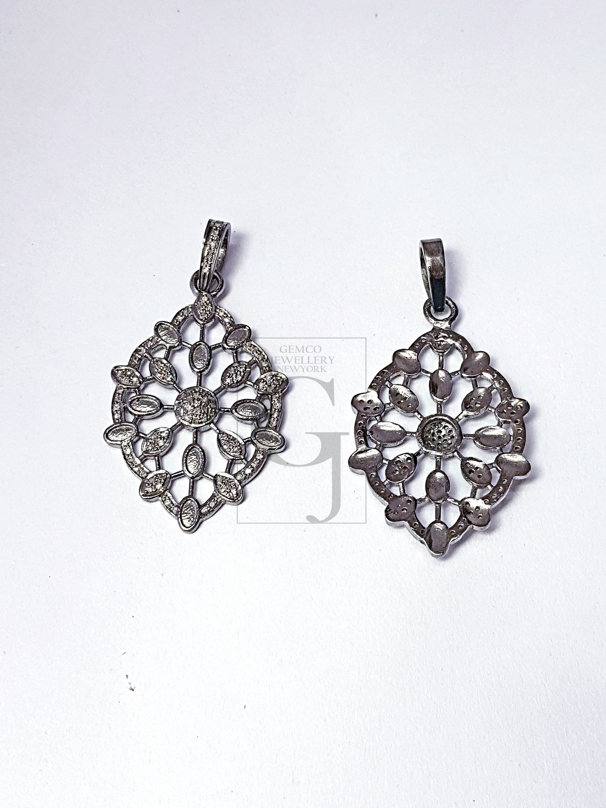 Pave diamond rosecut pendant 925 sterling silver pendant handmade diamond pendant beautiful new design diamond pendant