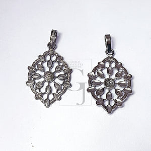 Pave diamond rosecut pendant 925 sterling silver pendant handmade diamond pendant beautiful new design diamond pendant