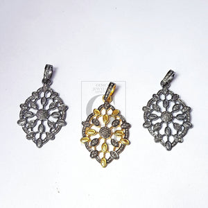 Pave diamond rosecut pendant 925 sterling silver pendant handmade diamond pendant beautiful new design diamond pendant