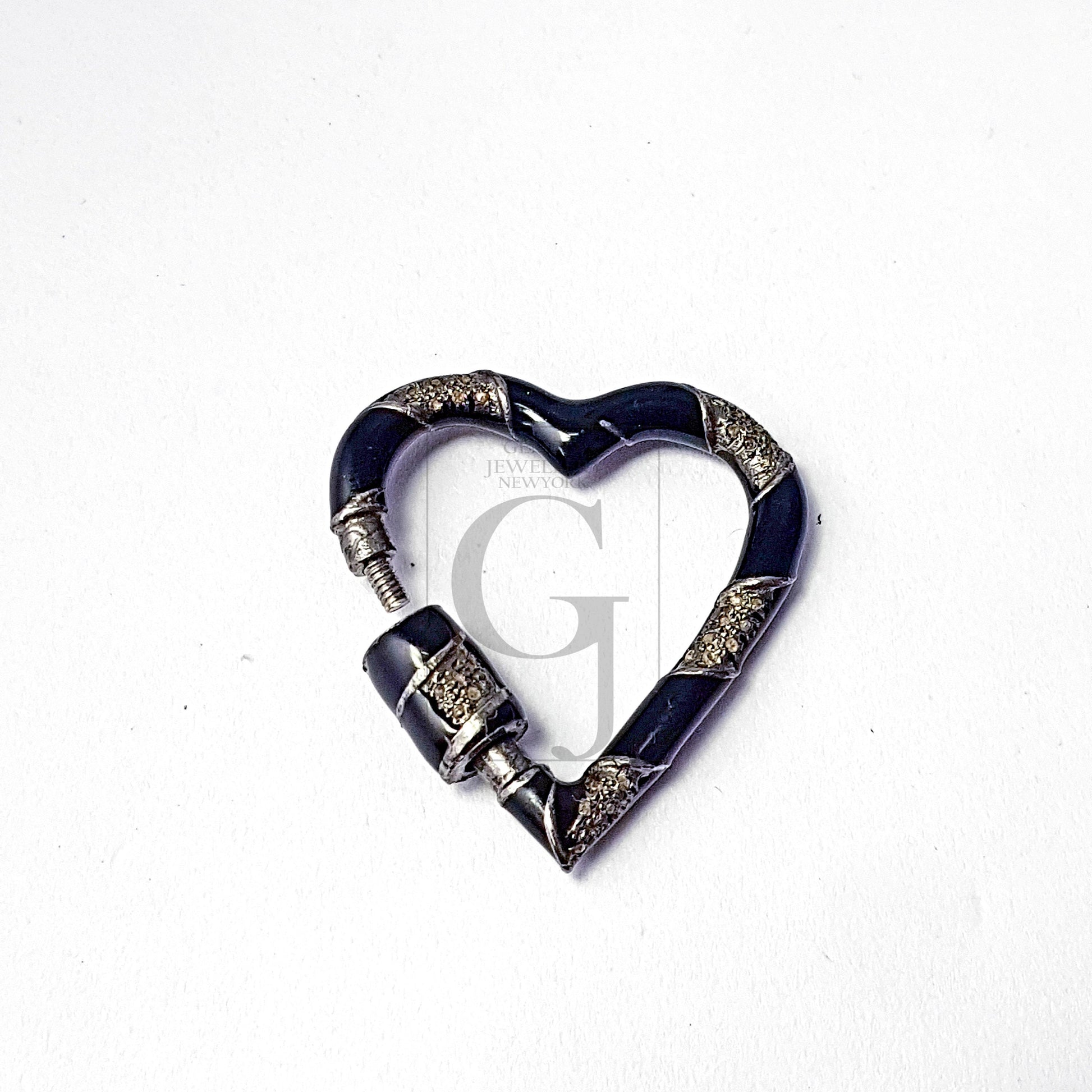 Pave diamond 925 sterling silver handmade heart shape design rose cut  pave diamond latest enameling color screw design clasp diamond locks