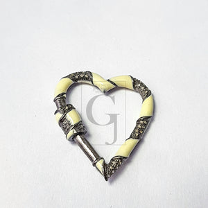 Pave diamond 925 sterling silver handmade heart shape design rose cut  pave diamond latest enameling color screw design clasp diamond locks