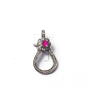 Pave Diamond Lobster Clasp, Pave Rosecut Diamond Clasp,925 Sterling Silver Handmade Pave Diamond Lock Clasp,Pave Diamond Stone Clasp