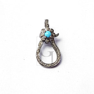 Pave Diamond Lobster Clasp, Pave Rosecut Diamond Clasp,925 Sterling Silver Handmade Pave Diamond Lock Clasp,Pave Diamond Stone Clasp