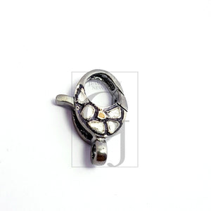 Diamond ploki Rosecut pave diamond lobster clasp, 925 sterling silver handmade finish clasp with matching jump ring,pave diamond clasp,