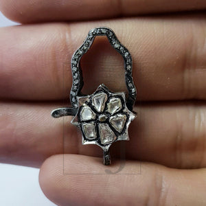 Pave diamond clasp, rosecut pave diamond lobster clasp, 925 sterling silver handmade finish diamond clasp,polki diamond clasp