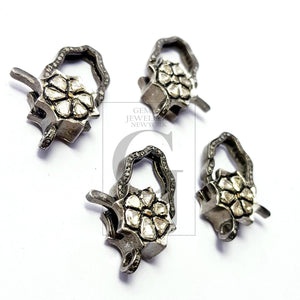 Pave diamond clasp, rosecut pave diamond lobster clasp, 925 sterling silver handmade finish diamond clasp,polki diamond clasp
