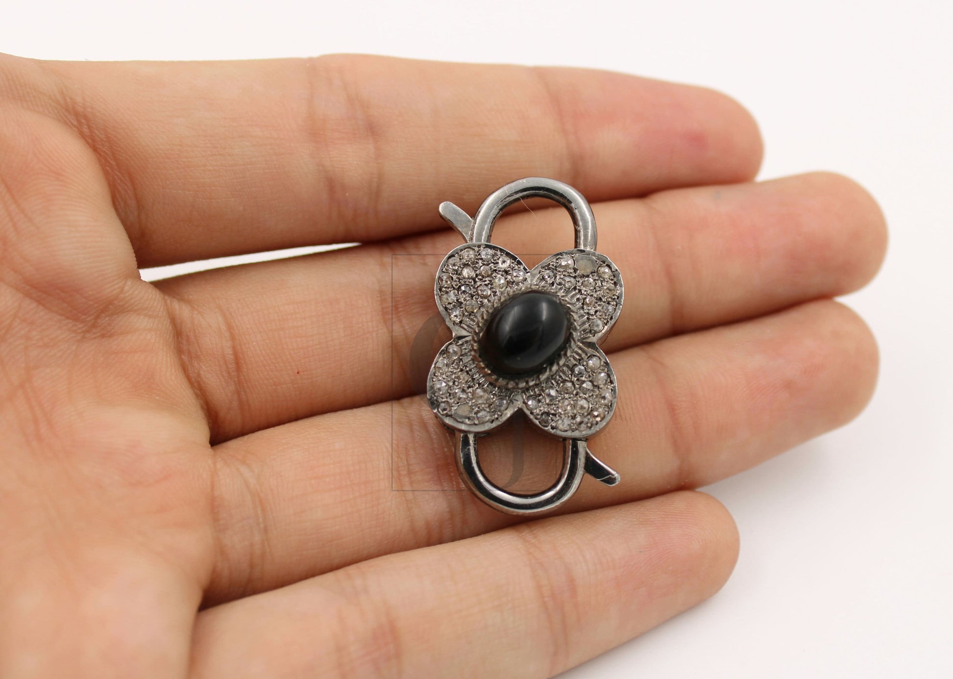 1pc Rosecut Pave Diamond Lobster Clasp, Sterling Silver Diamond Handmade Clasp, Color Stone Diamond  Clasp,Pave Diamond Clasp,Diamond Clasp