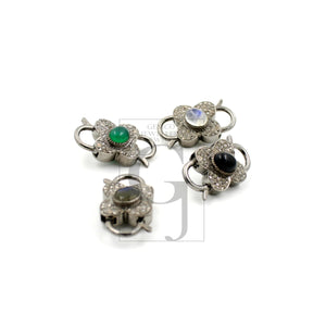 1pc Rosecut pave diamond lobster clasp, sterling silver diamond handmade clasp, color stone diamond  clasp,pave diamond clasp,diamond clasp
