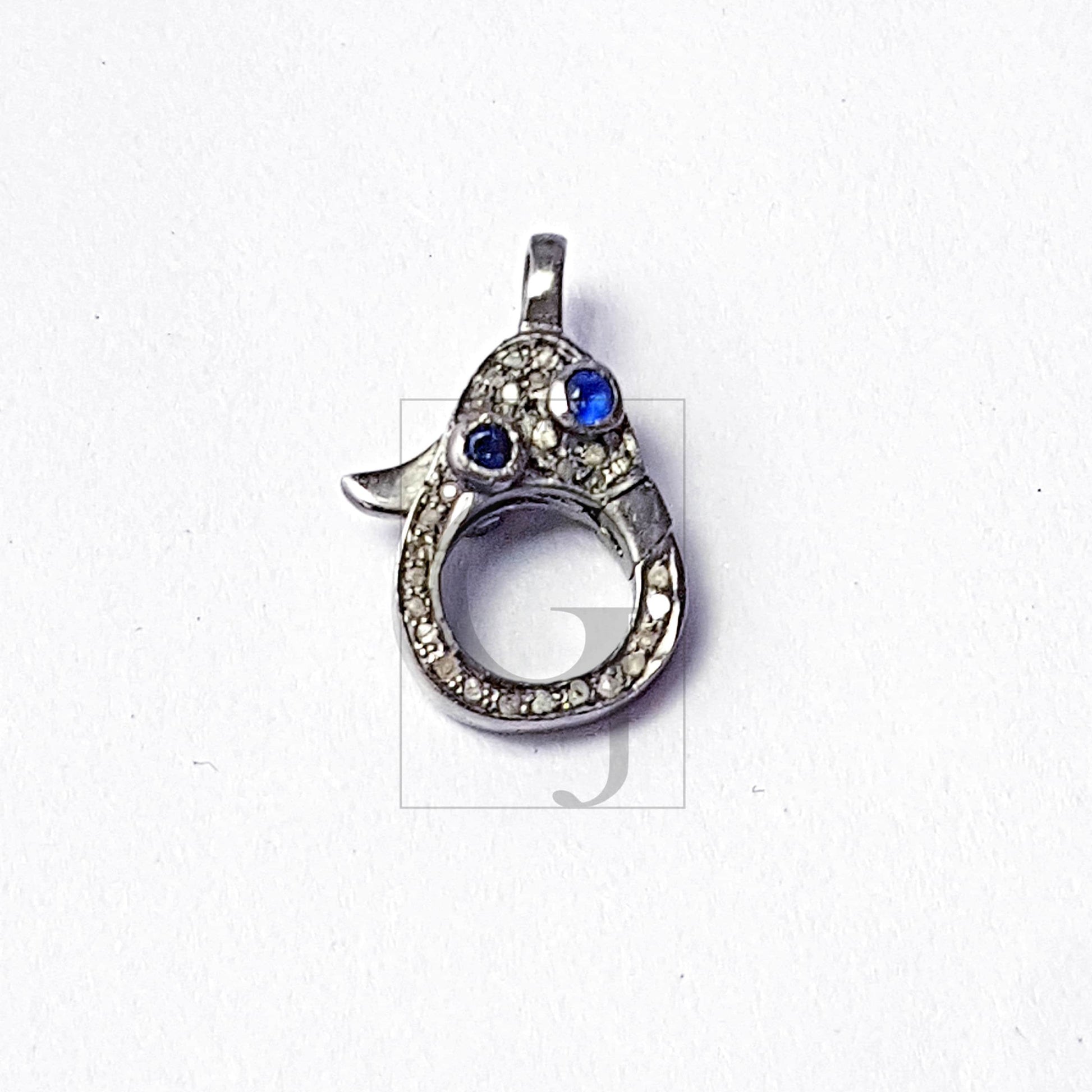 Both Sided Color Stone Design Clasp, Pave Rosecut Diamond Clasp, 925 Sterling Silver Handmade Clasp, Diamond Clasp, Pave Diamond Clasp