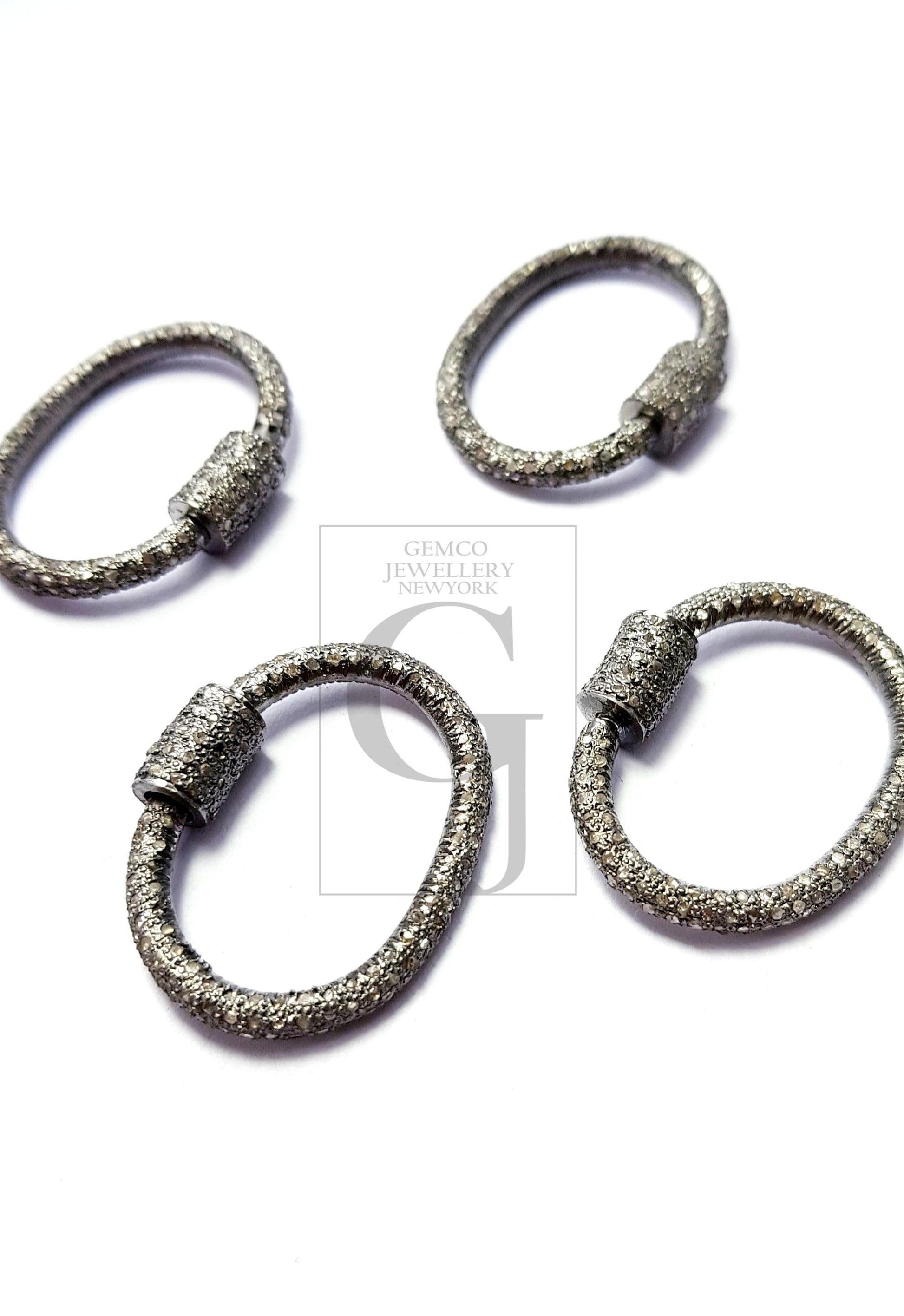 Beautiful Designer Rosecut Pave Diamond Screw Design Clasp 925 Sterling Silver Handmade Finish Round Shaped Clasp