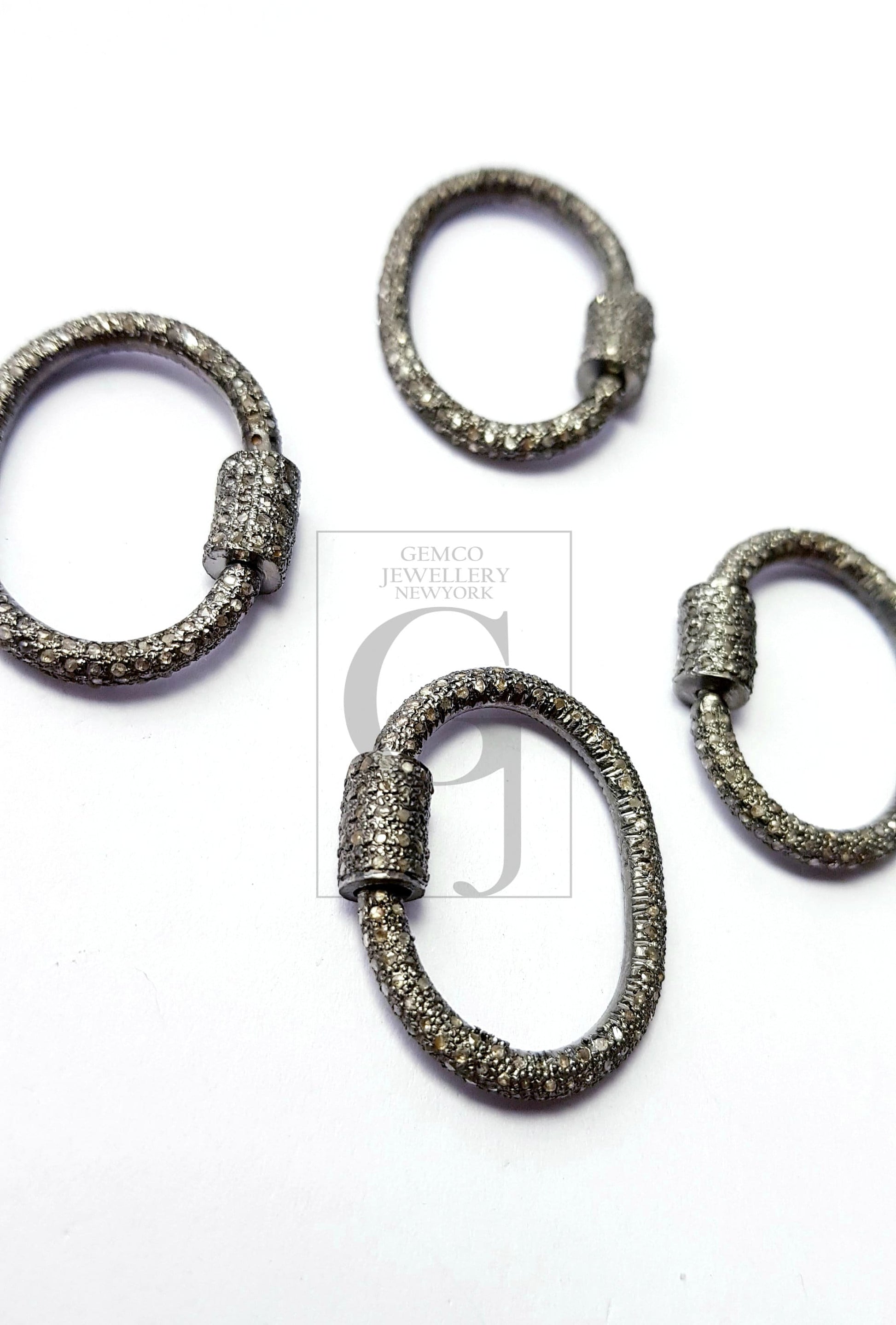 Beautiful Designer Rosecut Pave Diamond Screw Design Clasp 925 Sterling Silver Handmade Finish Round Shaped Clasp