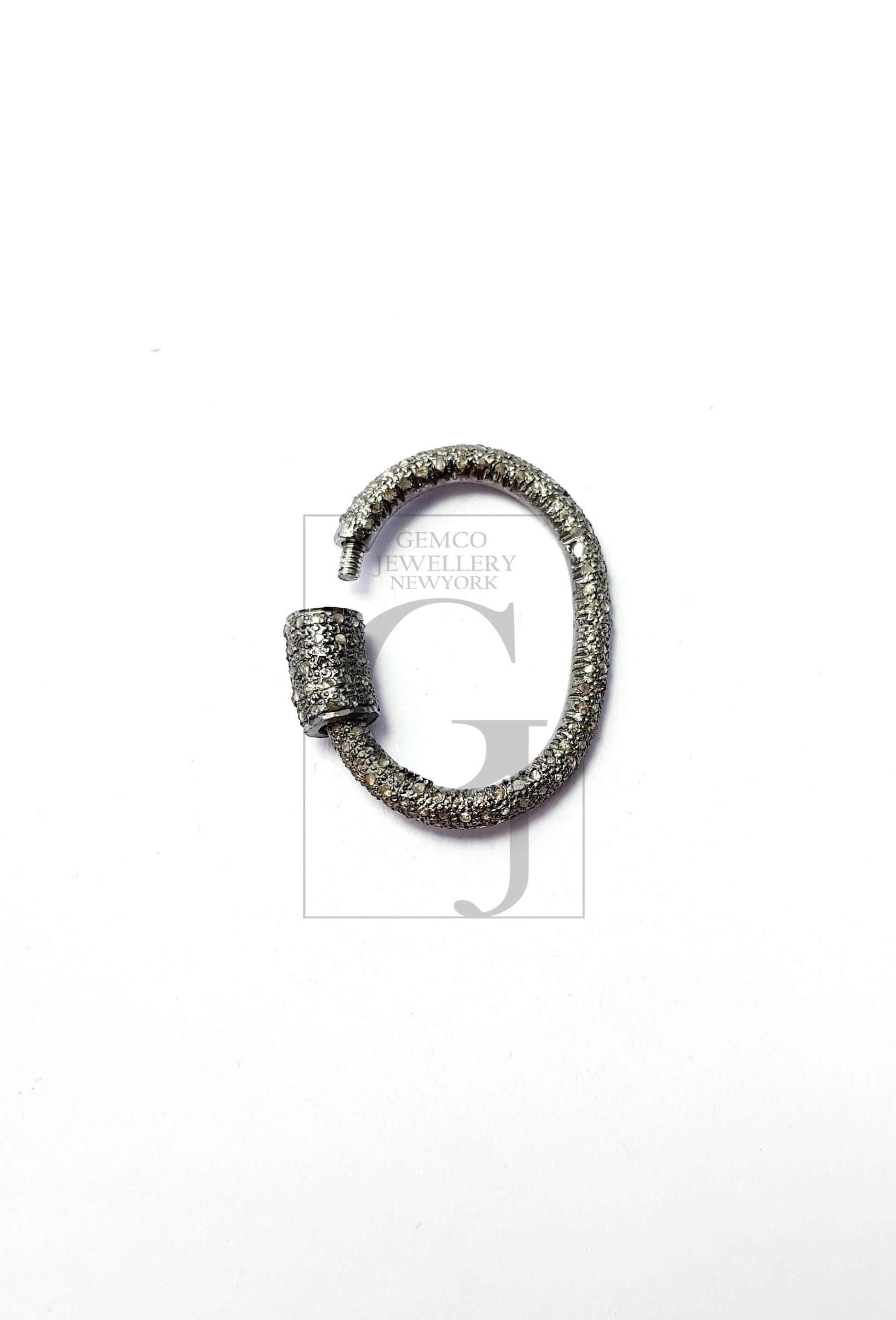 Beautiful Designer Rosecut Pave Diamond Screw Design Clasp 925 Sterling Silver Handmade Finish Round Shaped Clasp