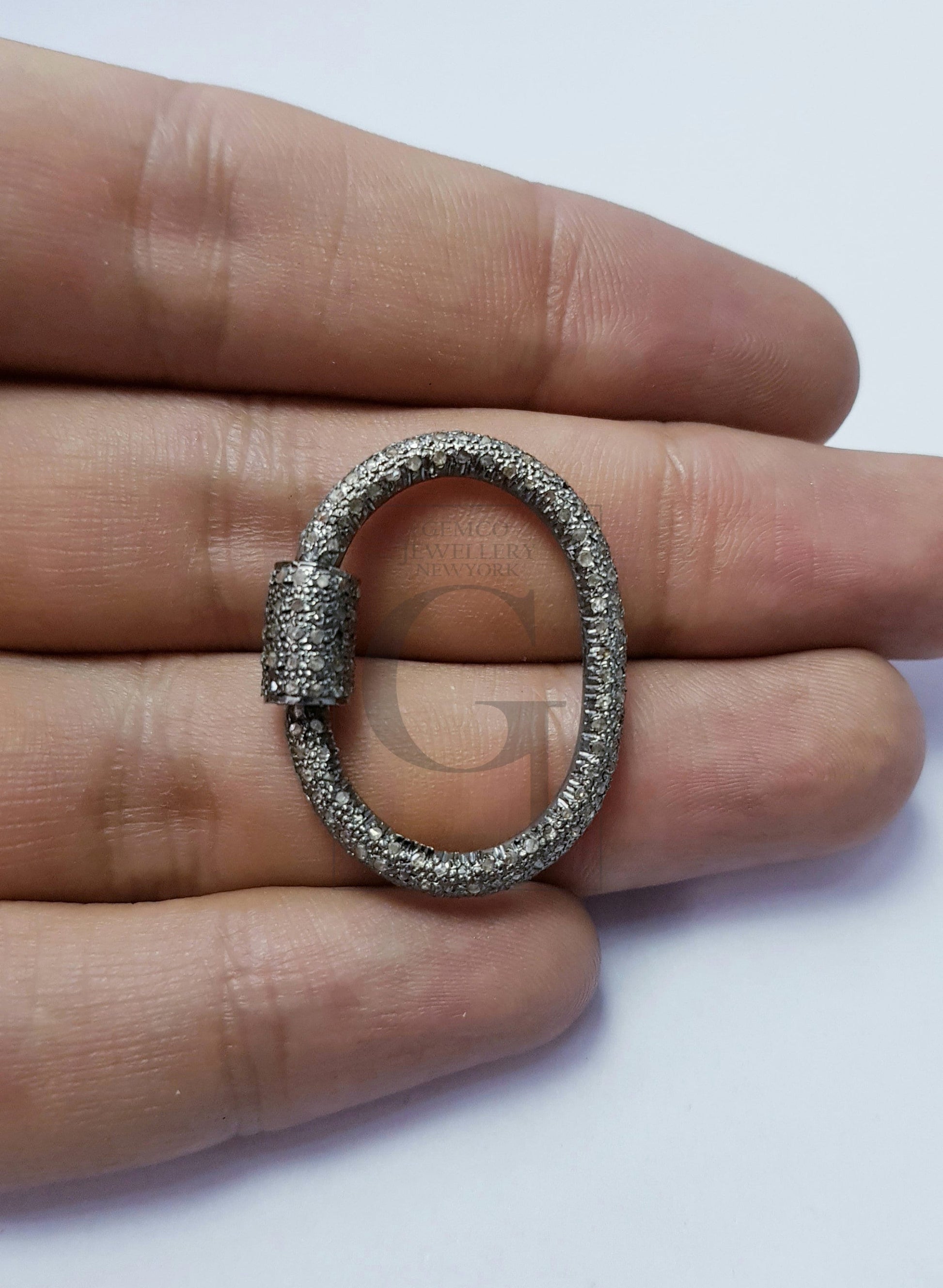 Beautiful Designer Rosecut Pave Diamond Screw Design Clasp 925 Sterling Silver Handmade Finish Round Shaped Clasp