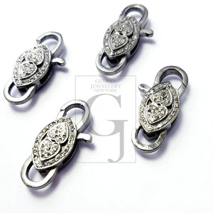 Rosecut pave diamond lobster design clasp 925 sterling silver handmade finish clasp with matching jump ring