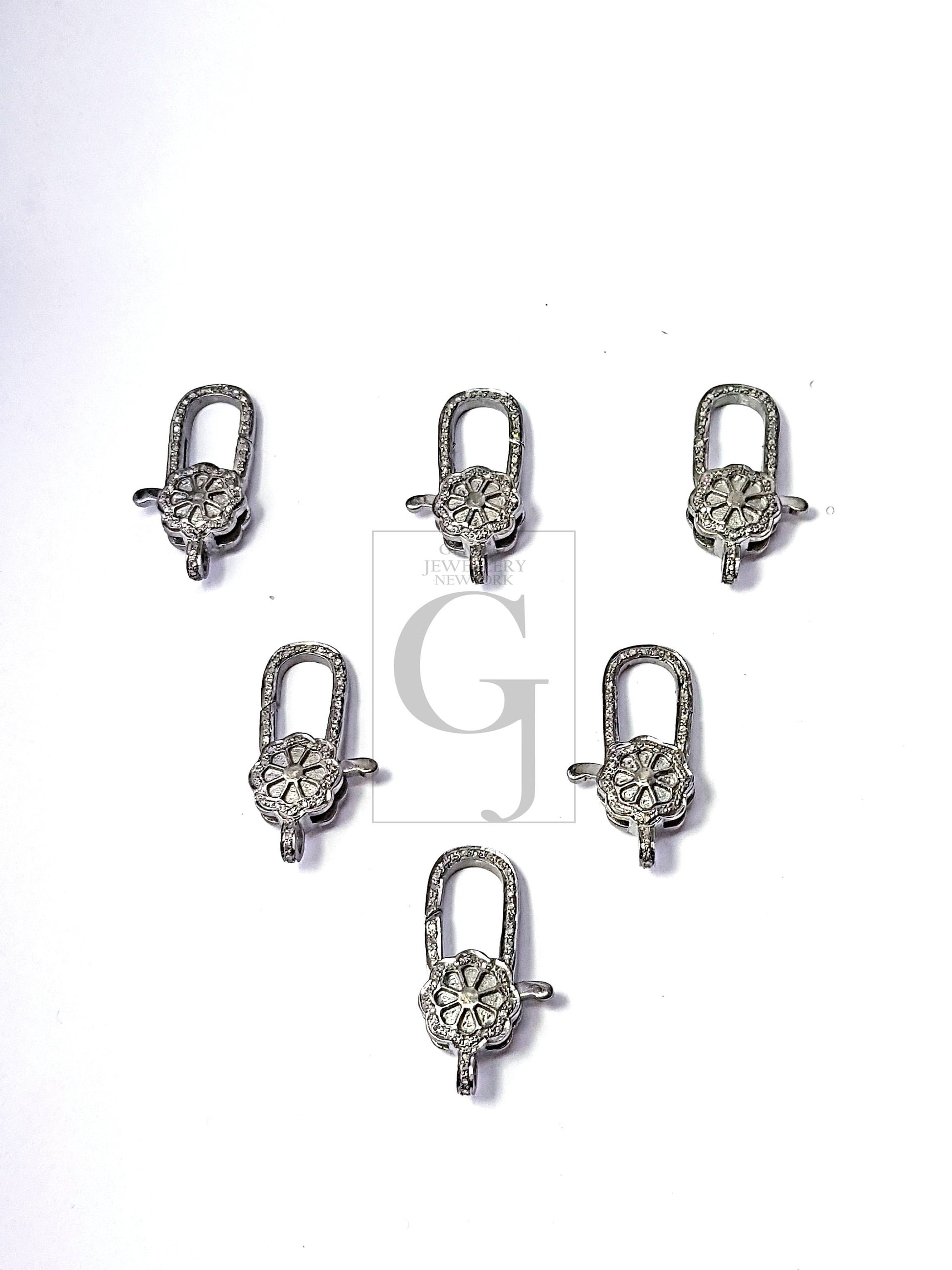 Pave Rosecut Diamond 925 Sterling Silver Handmade Very Beautiful Designer Pave Diamond Lobster Clasp New Design Floral Shape Clasp