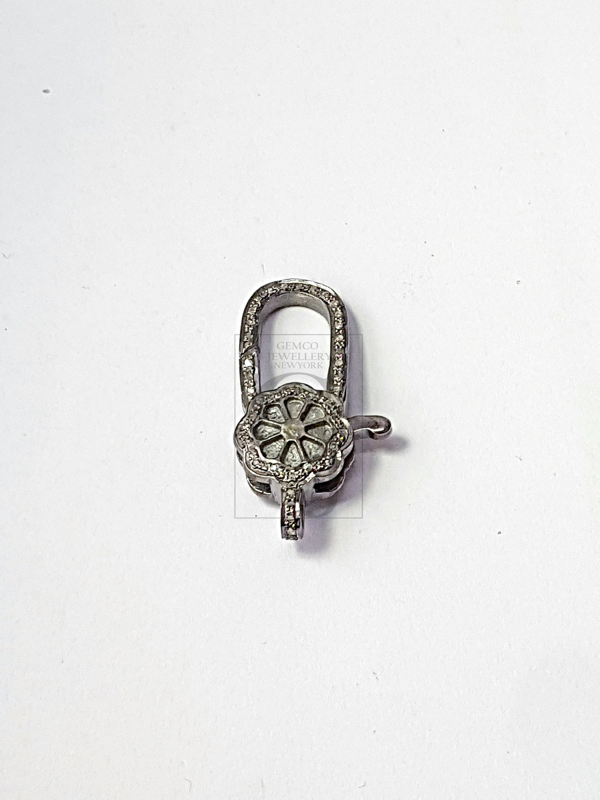 Pave Rosecut Diamond 925 Sterling Silver Handmade Very Beautiful Designer Pave Diamond Lobster Clasp New Design Floral Shape Clasp
