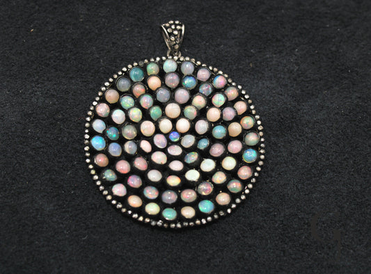 Very beautiful Opal designer pendant Rosecut pave diamond pendant 925 sterling silver handmade finish diamond jewelry necklace pendant