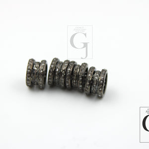 Rondelles Pave Diamond  Bead / Spacers Design Pave Diamond 925 Sterling Silver Handmade Jewelry Diamond Fine Jewelry