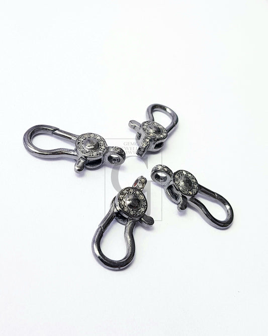 1pc Latest Designer Rosecut Pave Diamond Lobster Design Clasp 925 Sterling Silver Handmade Finish Diamond Clasp Matching Jump Ring Jewelry