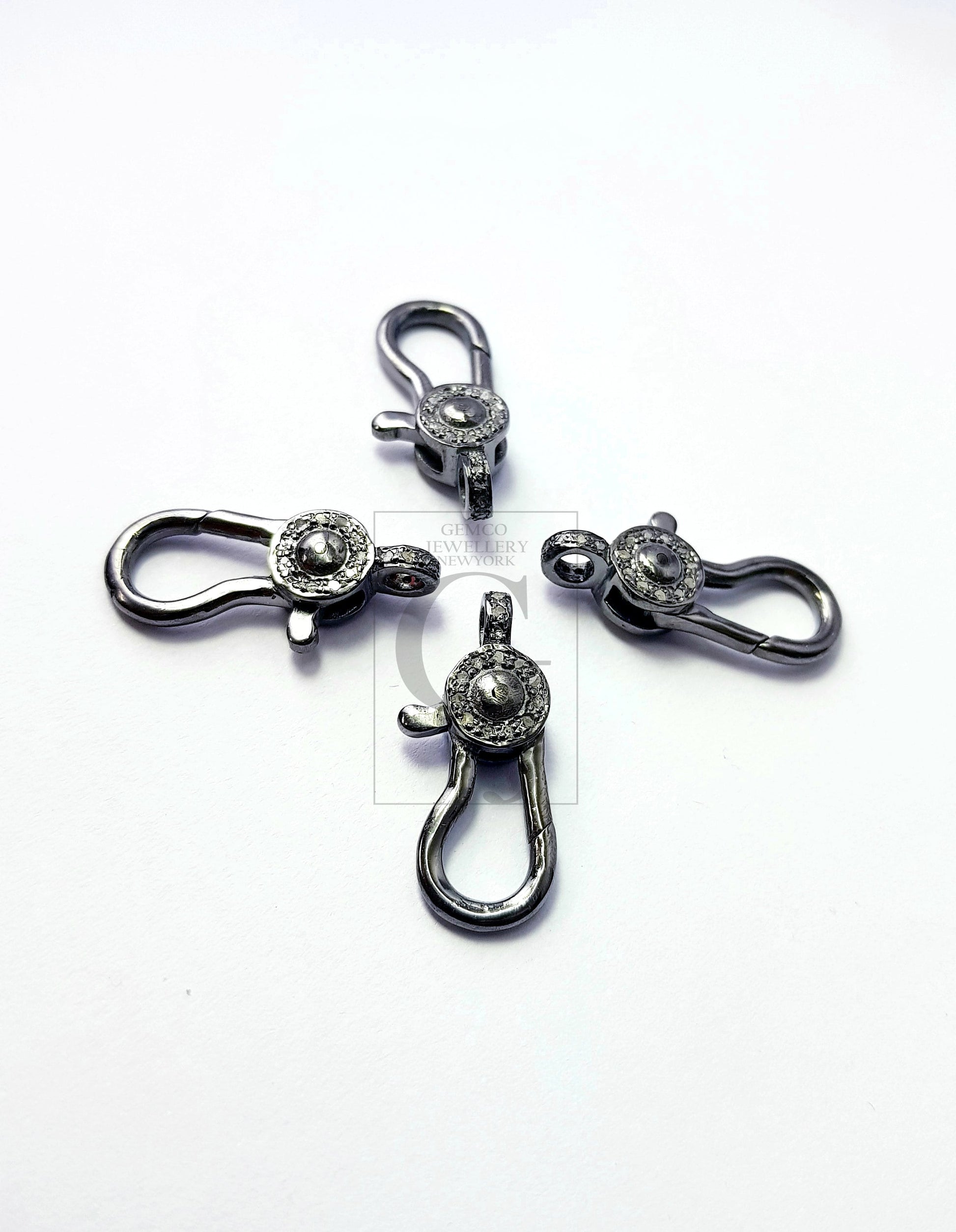 1pc Latest Designer Rosecut Pave Diamond Lobster Design Clasp 925 Sterling Silver Handmade Finish Diamond Clasp Matching Jump Ring Jewelry