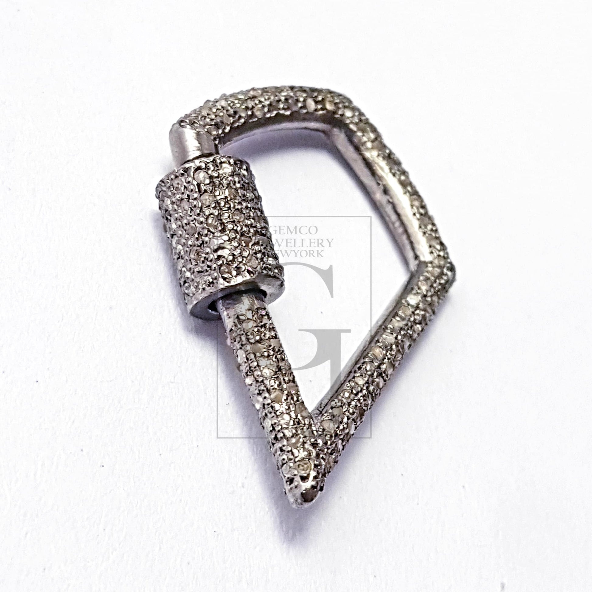 1pc Pave Diamond Carbenier Clasp, Latest Clasp Pave Rosecut Diamond, 925 Sterling Silver Diamond Handmade Screw Design Lock, Diamond  Lock