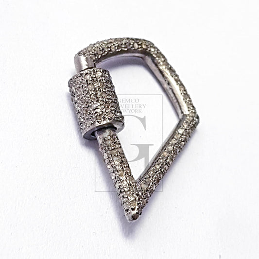 1pc Pave Diamond Carbenier Clasp, Latest Clasp Pave Rosecut Diamond, 925 Sterling Silver Diamond Handmade Screw Design Lock, Diamond  Lock