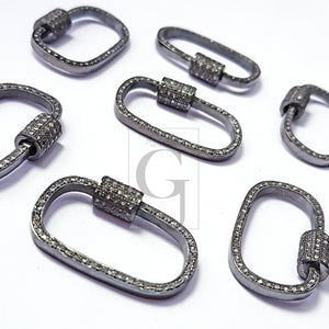 Pave rosecut diamond 925 sterling silver handmade pave diamond clasp screw design