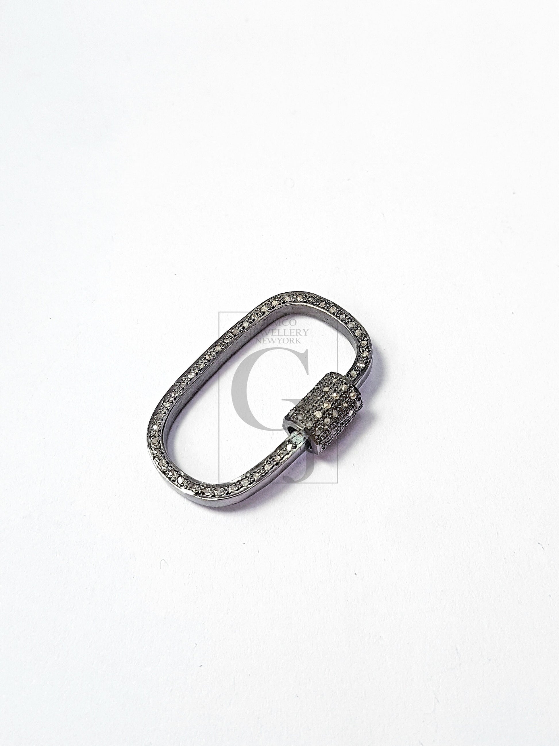 Pave rosecut diamond 925 sterling silver handmade pave diamond clasp screw design