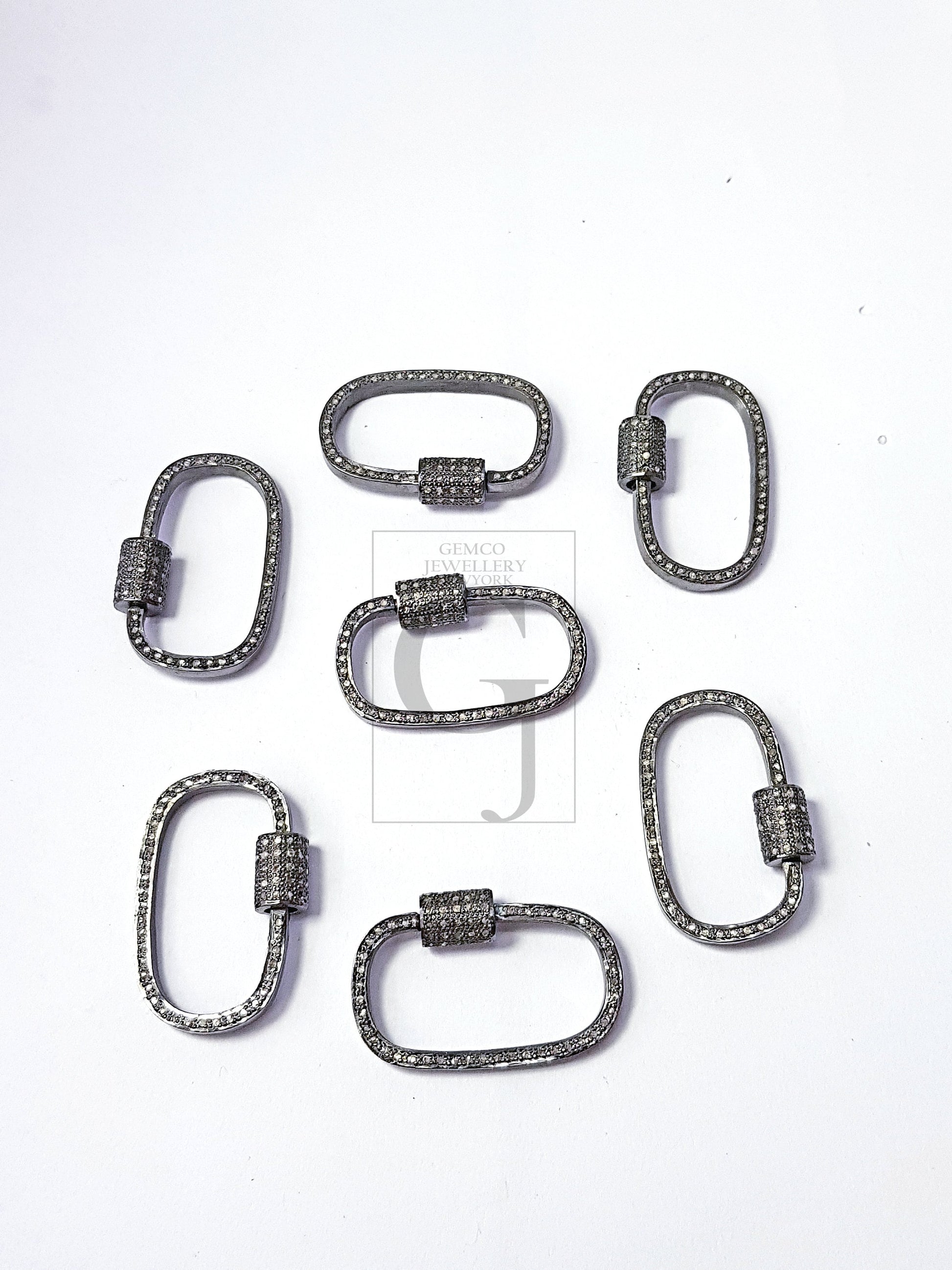 Pave rosecut diamond 925 sterling silver handmade pave diamond clasp screw design