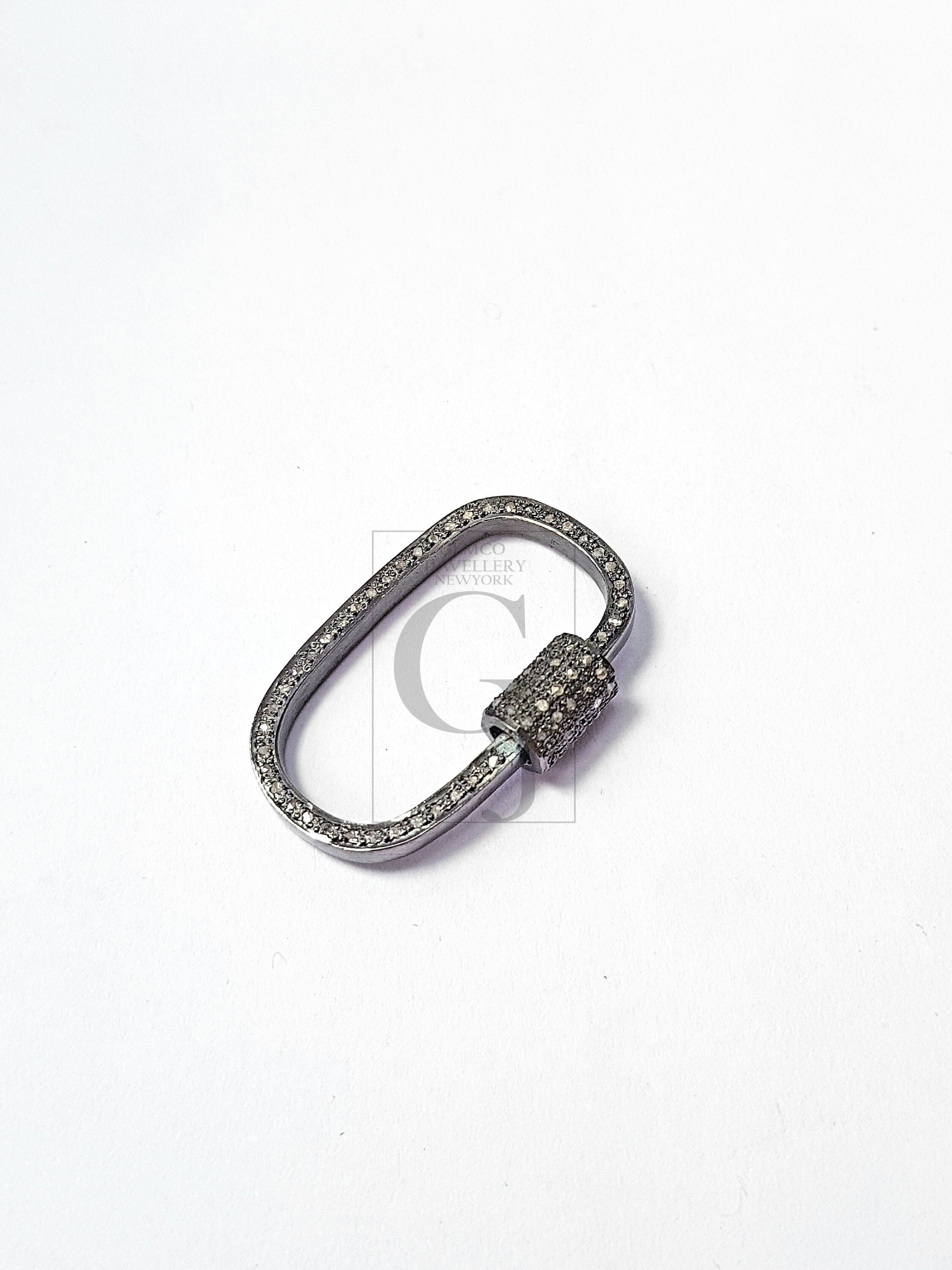 Pave rosecut diamond 925 sterling silver handmade pave diamond clasp screw design