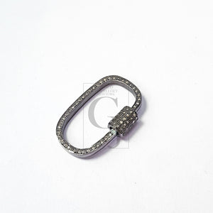 Pave rosecut diamond 925 sterling silver handmade pave diamond clasp screw design