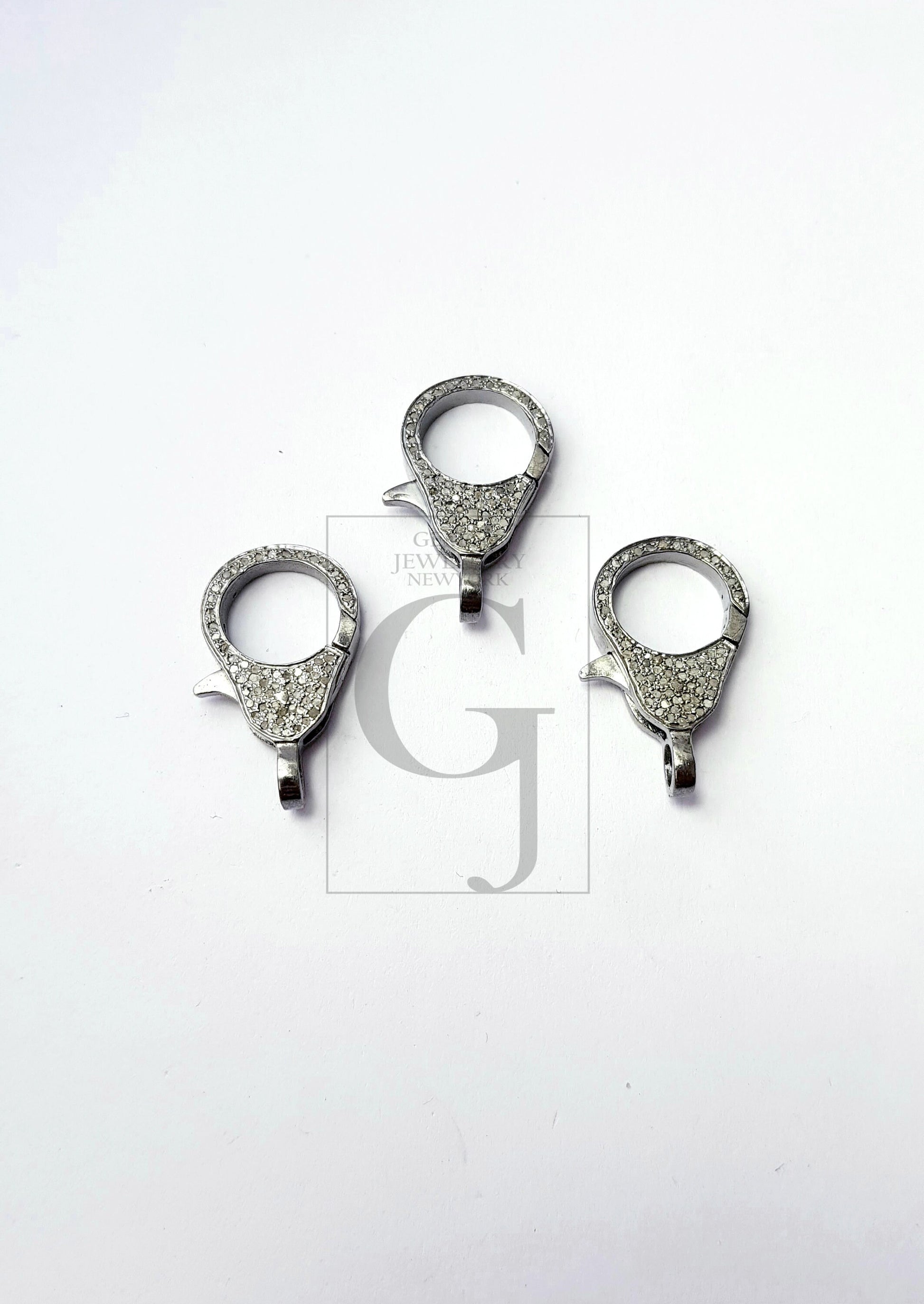 Pave Diamond Clasp,Diamond Lobster Clasp, 925 Sterling Silver Handmade Finish Clasp, Rose Cut Diamond Clasp With Matching Jump Ring
