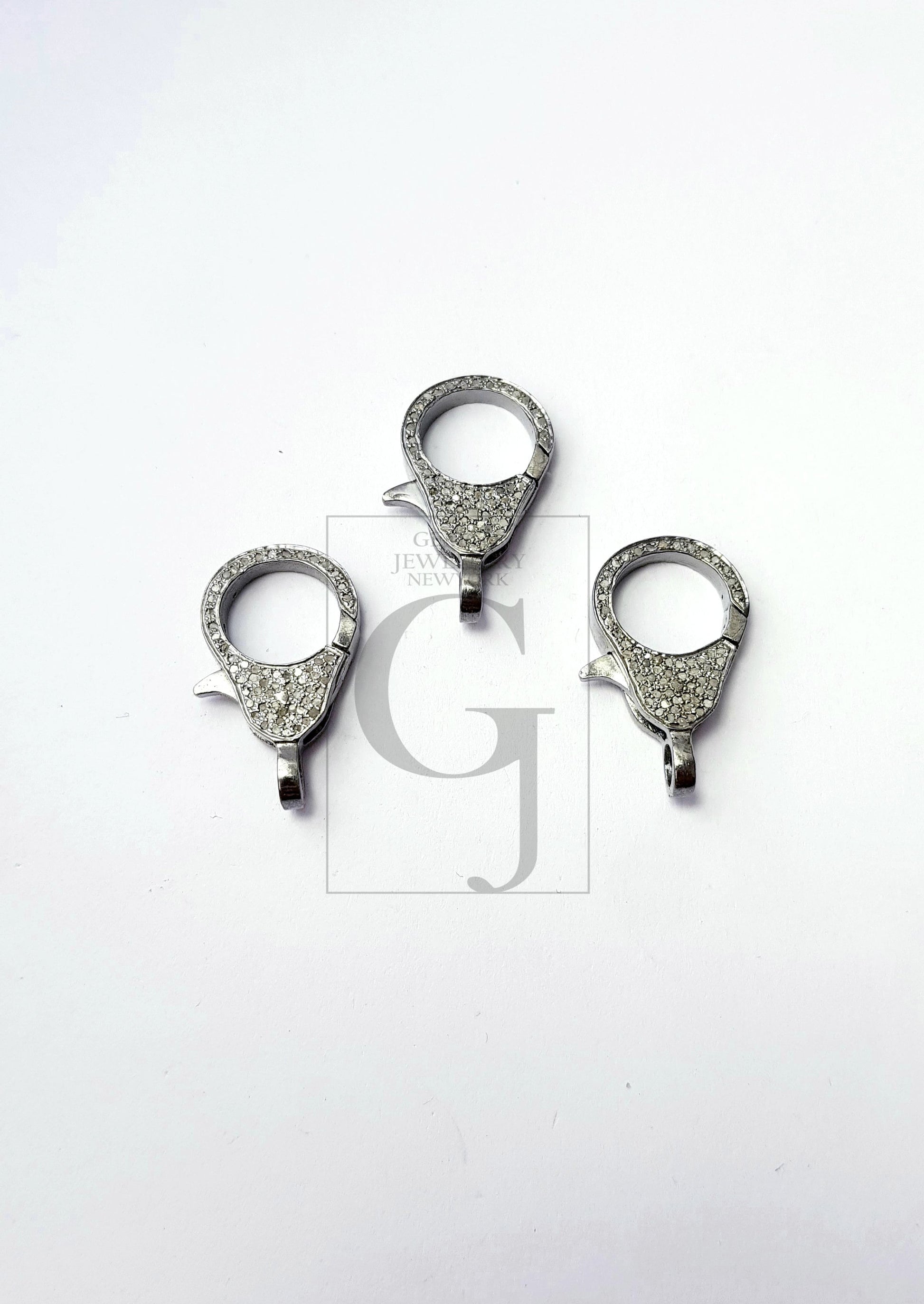 Pave Diamond Clasp,Diamond Lobster Clasp, 925 Sterling Silver Handmade Finish Clasp, Rose Cut Diamond Clasp With Matching Jump Ring