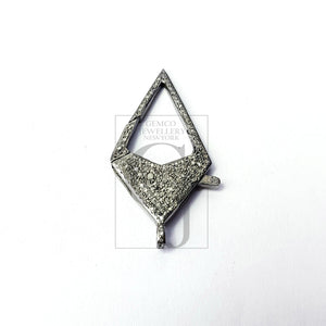 Pave Rosecut Diamond 925 Sterling Silver Handmade  Triangle Designed Shaped  Pave Diamond Lobster Clasp