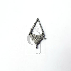 Pave Rosecut Diamond 925 Sterling Silver Handmade  Triangle Designed Shaped  Pave Diamond Lobster Clasp