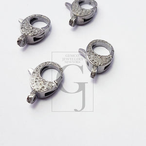 Rosecut Pave Diamond Clasp Lock Designer Lobster Clasp 925 Sterling Silver Handmade Finish Clasp With Matching Jump Ring