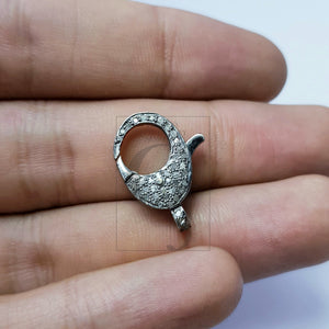 Rosecut Pave Diamond Clasp Lock Designer Lobster Clasp 925 Sterling Silver Handmade Finish Clasp With Matching Jump Ring