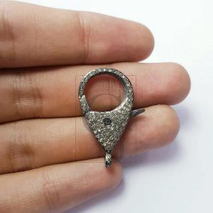 Pave diamond clasps, rose cut diamond lobster clasp,925 sterling silver handmade finish clasp, diamond jump ring , jewelry making supplies