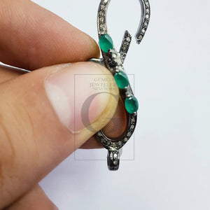 Infinity design color stone Rosecut pave diamond clasp, 925 sterling silver diamond handmade finish clasp with jump ring, pave diamond clasp