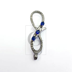 Infinity design color stone Rosecut pave diamond clasp, 925 sterling silver diamond handmade finish clasp with jump ring, pave diamond clasp