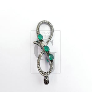 Infinity design color stone Rosecut pave diamond clasp, 925 sterling silver diamond handmade finish clasp with jump ring, pave diamond clasp