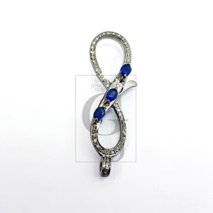 Infinity design color stone Rosecut pave diamond clasp, 925 sterling silver diamond handmade finish clasp with jump ring, pave diamond clasp