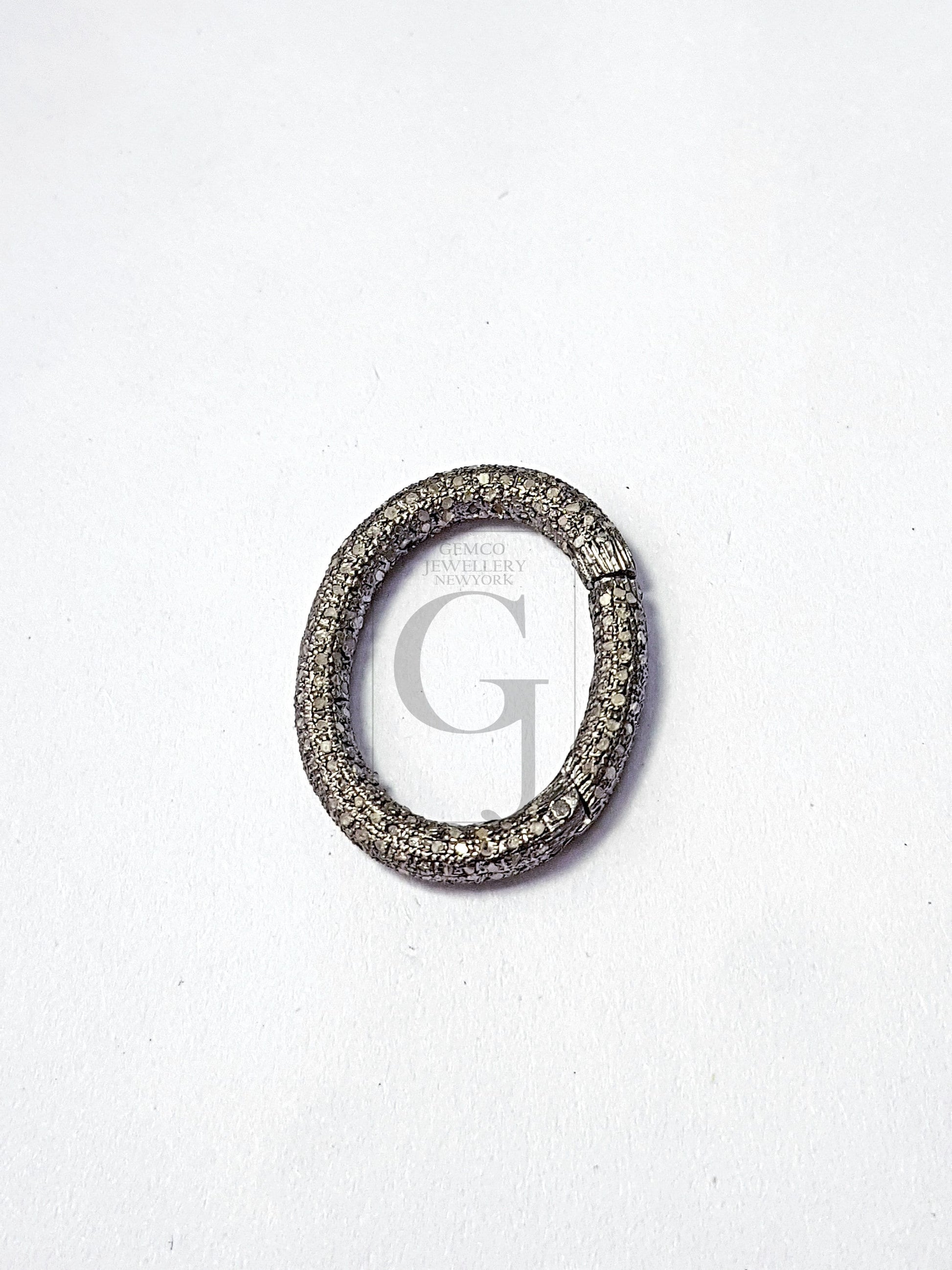Pave diamond clasp,rose cut diamond pave clasp,925 sterling silver diamond handmade  round design lock, pave diamond carabiner lock